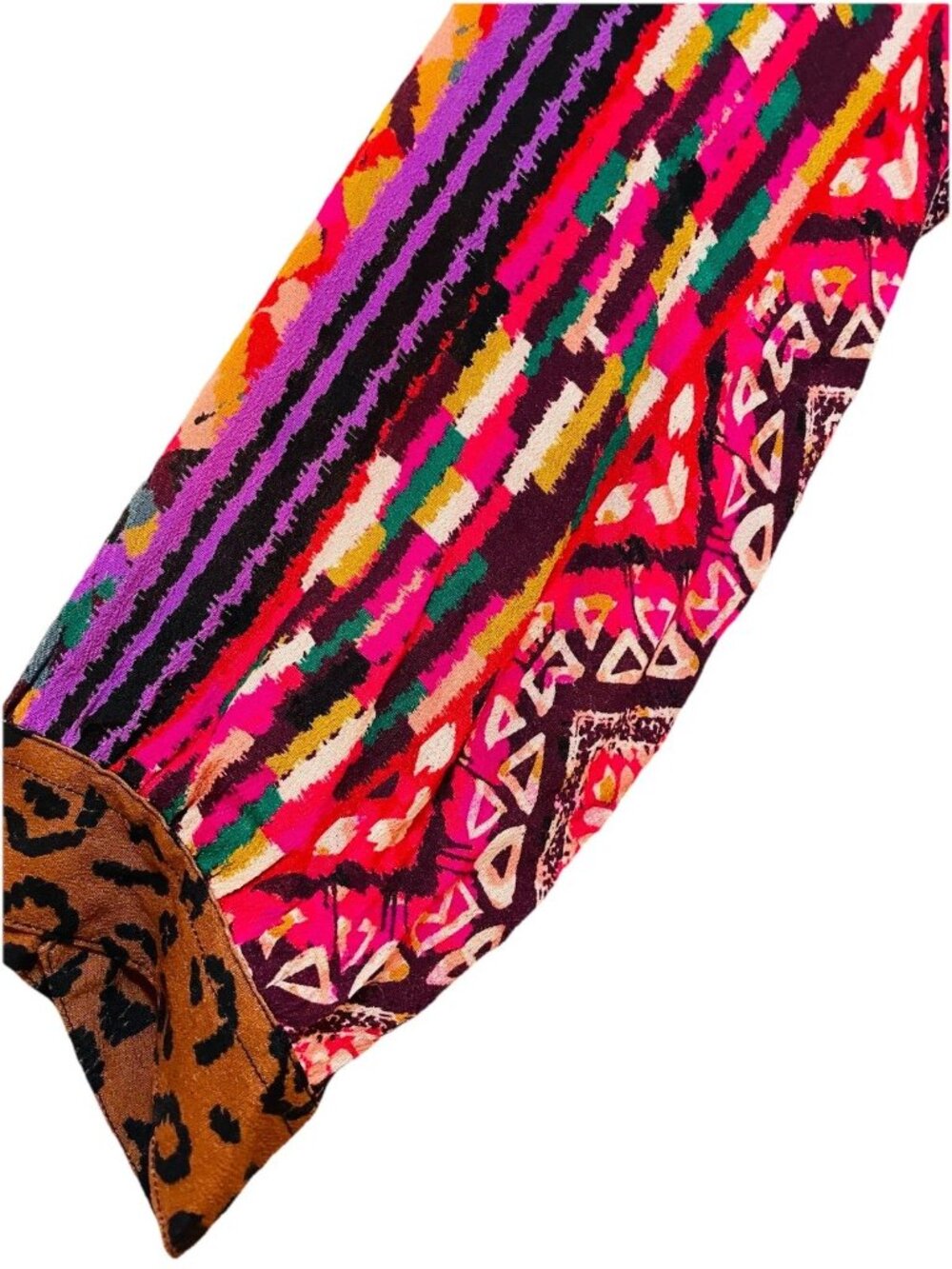 JOHN MARK Multicolor Geometric Floral Embroidered 3/4 Length Sleeve Shirt Sz S - Picture 7 of 8